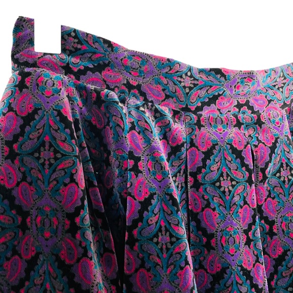 Allen Solly Jewel Toned Velvet High Waist Paisley Print Midi Skirt Size 8 - Picture 6 of 12